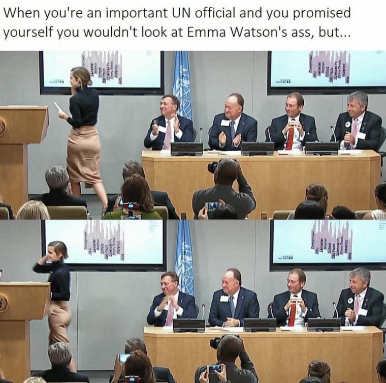 UN 고위직 남성들과 엠마 왓슨의 엉덩이