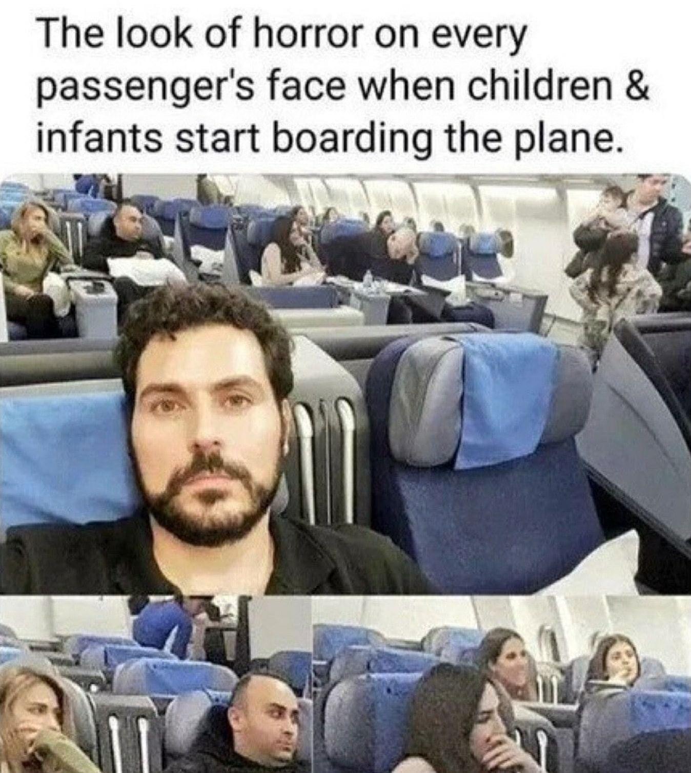 비행기에 아기가 타자 승객들 표정