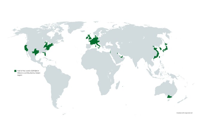 an area where half of the world's GDP is produced.