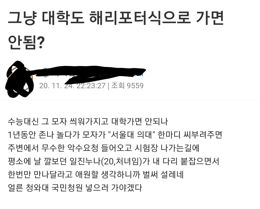 대학도 해리포터식으로 가면 안됨?