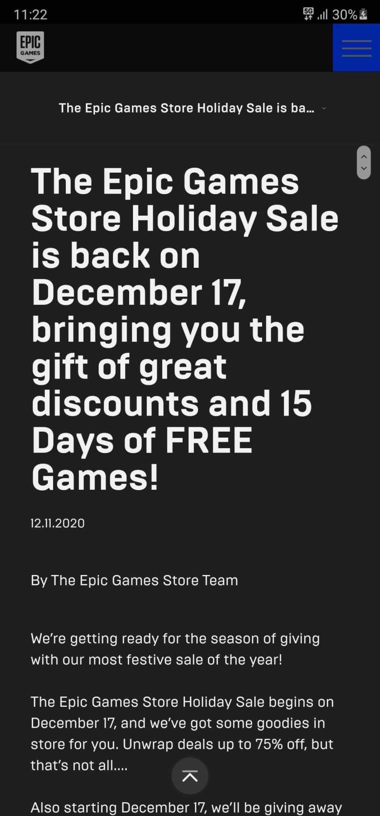 Epic Games free 15-day game distribution list from Dec. 17