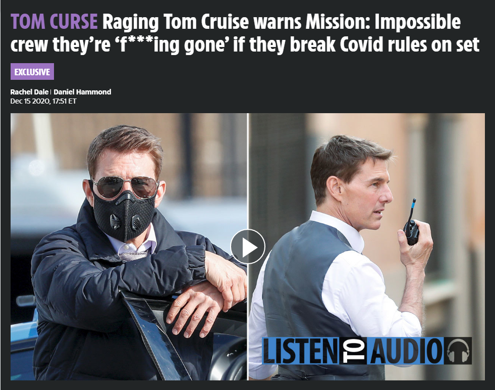 Tom Cruise bathed the staff while filming Mission Impossible.news