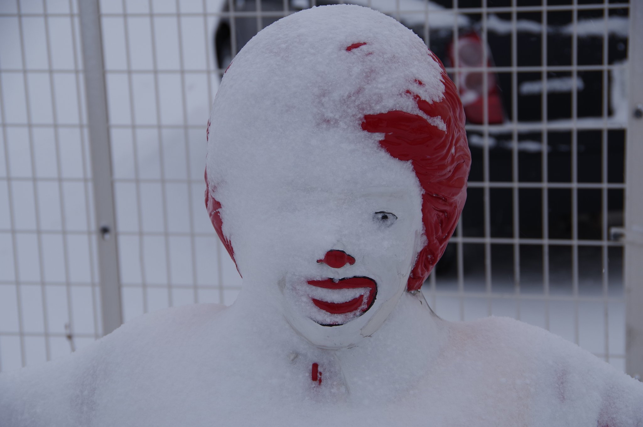 The view of the McDonald's store is covered with snow.jpg