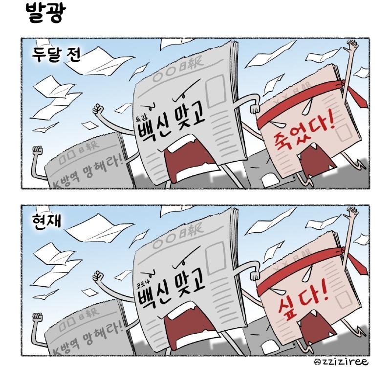 딴지일보. 발광 : 백신 맞고 죽었다.. 백신 맞고 싶다.