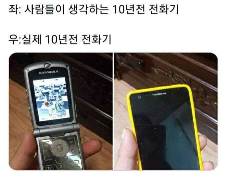 사람들이 생각하는 10년 전 전화기