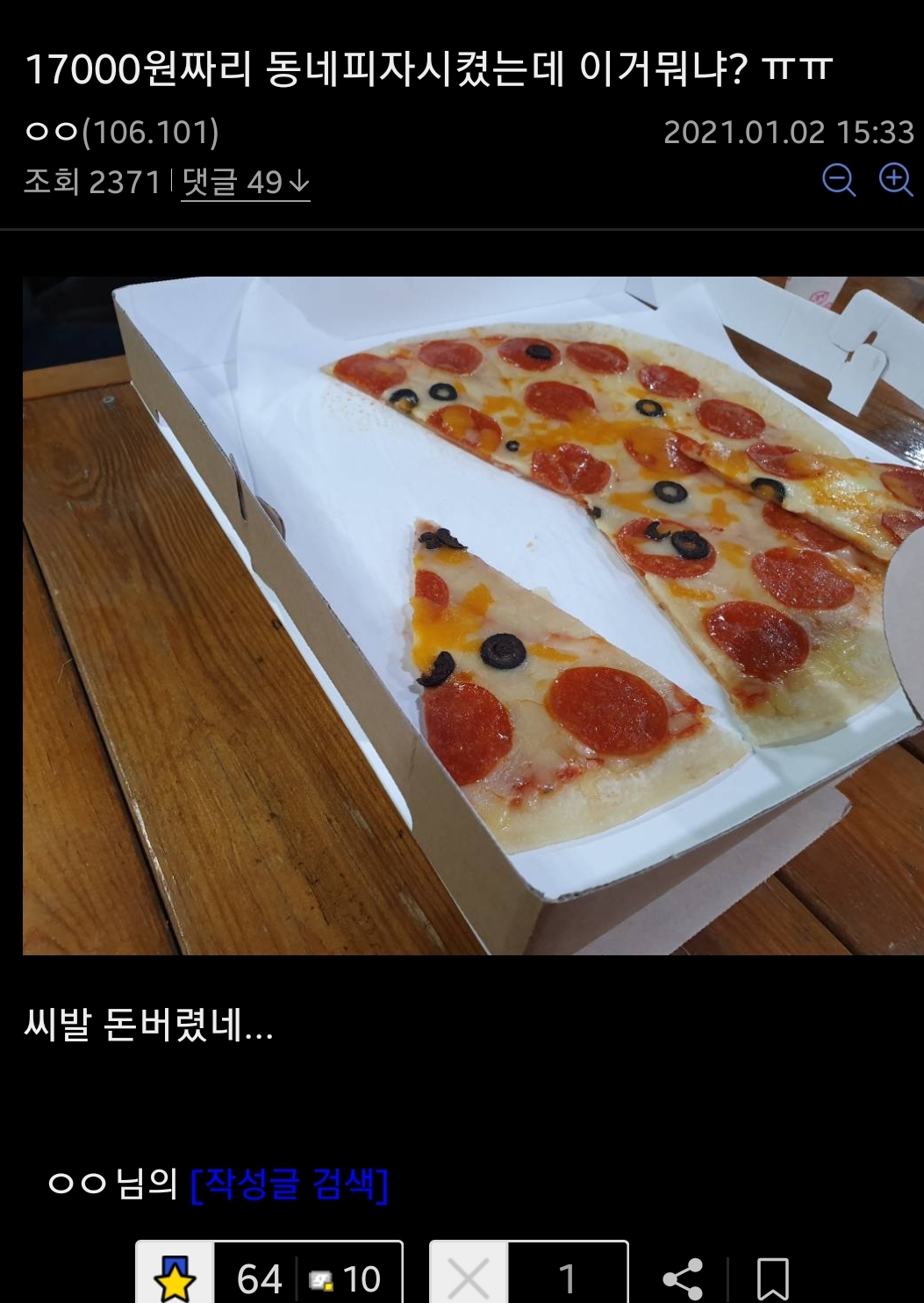 17000 won local pizza