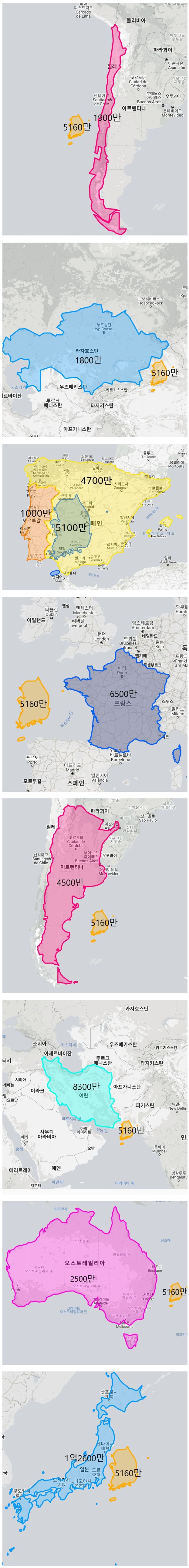 Comparison of Korean population and area
