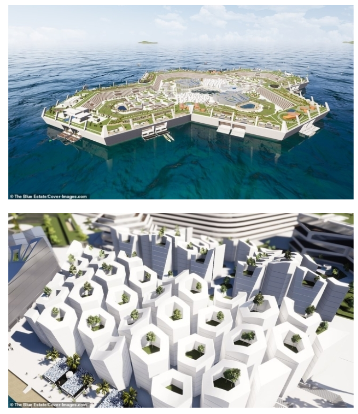 The world's first water city floating on the real sea.