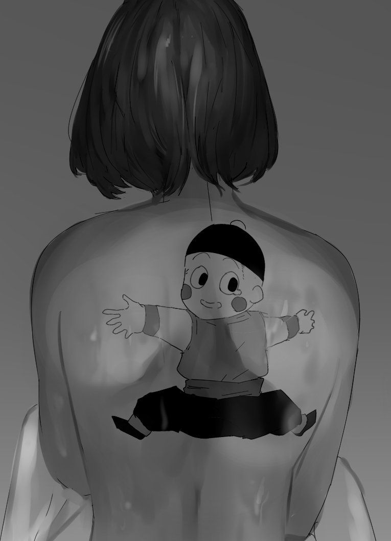 a class-quiet back tattoo of a child jpg