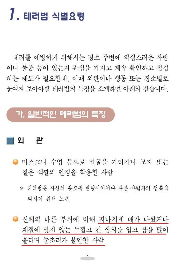 테러범 식별 요령