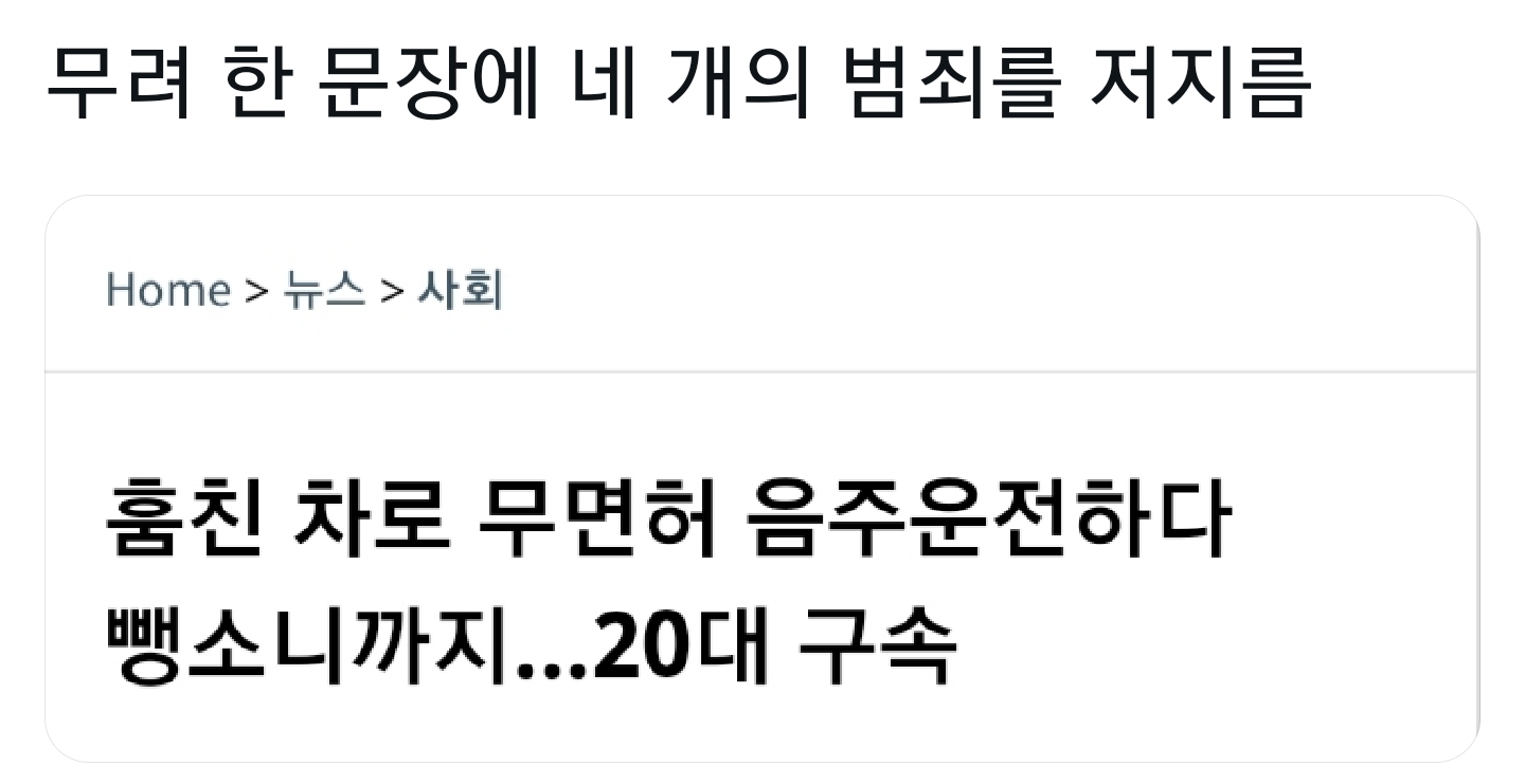 한 문장에 범죄가 4개.news