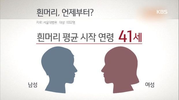 한국인들 평균 흰머리 시작되는 나이