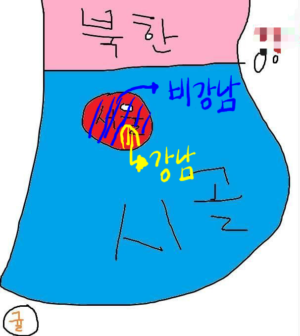 South Korea's Map Viewed by 'Gangnam'