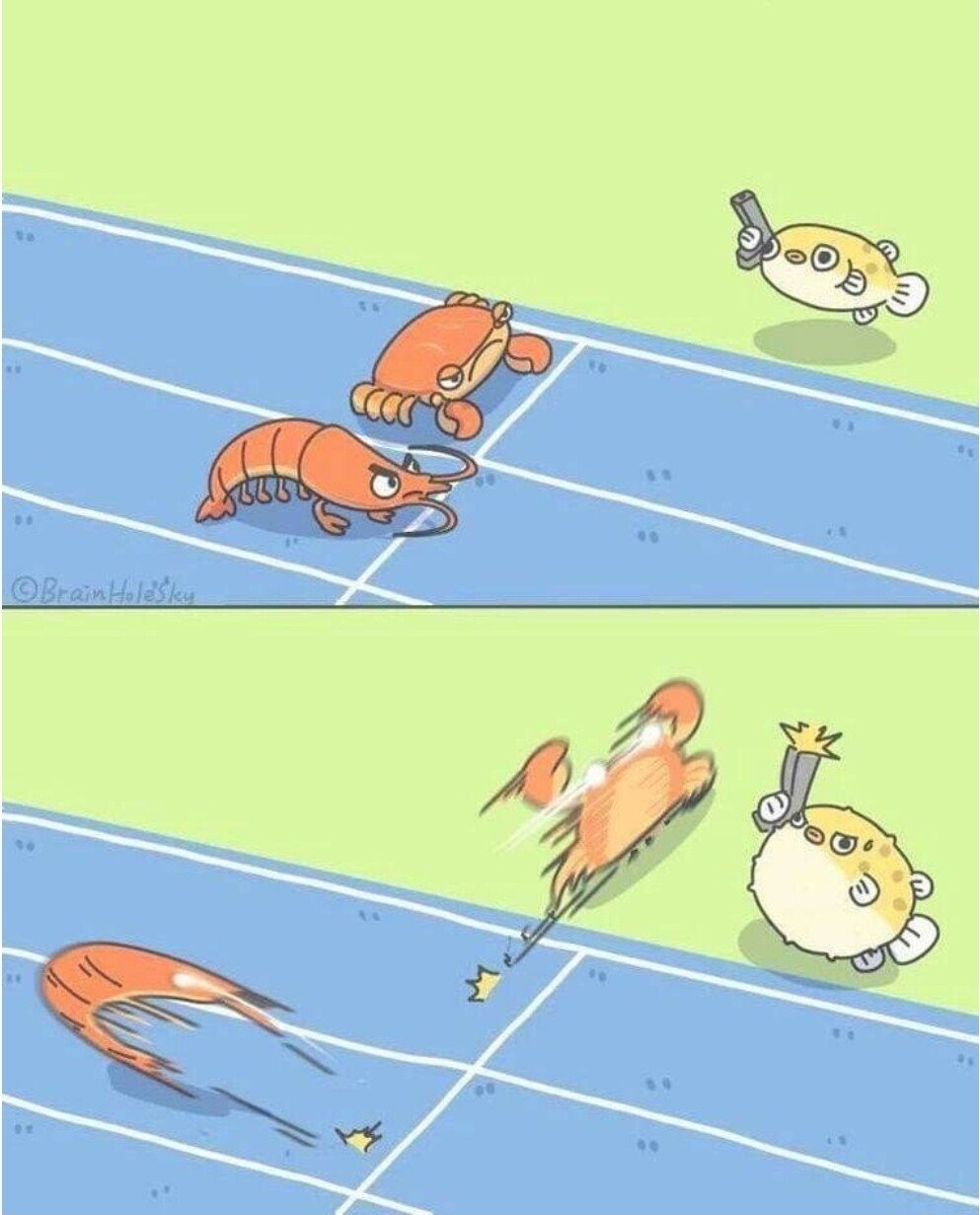 a crab-prawn race