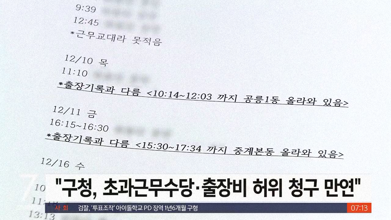 노원구청에서 수당 허위신청 문제 삼자 협박성 발언