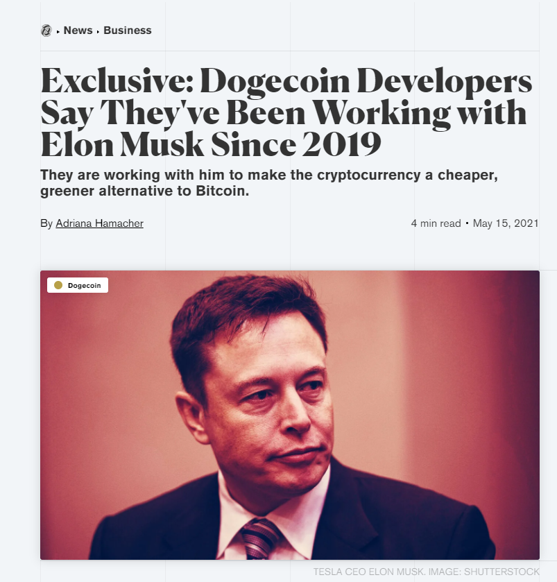 Dojicoin developers have worked with musk since 2019