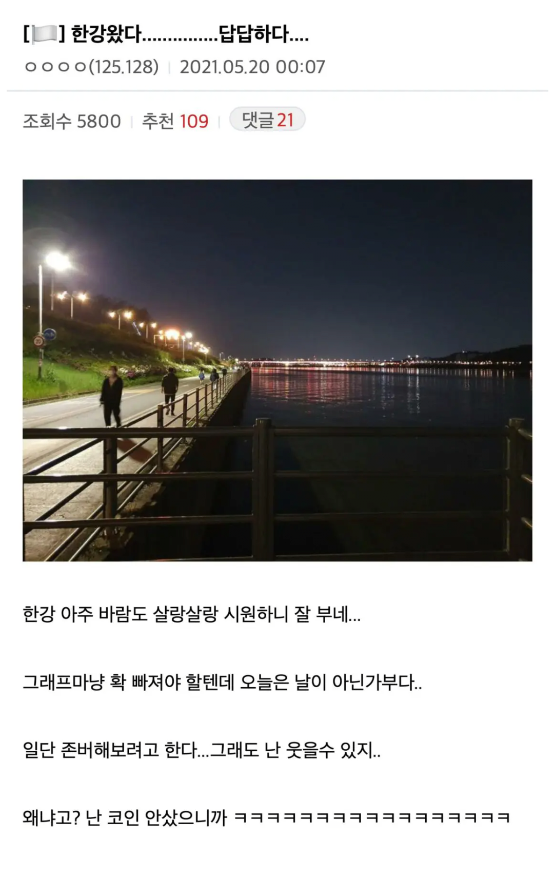 Dec. in the Han River due to Bitcoin's decline. Jpg