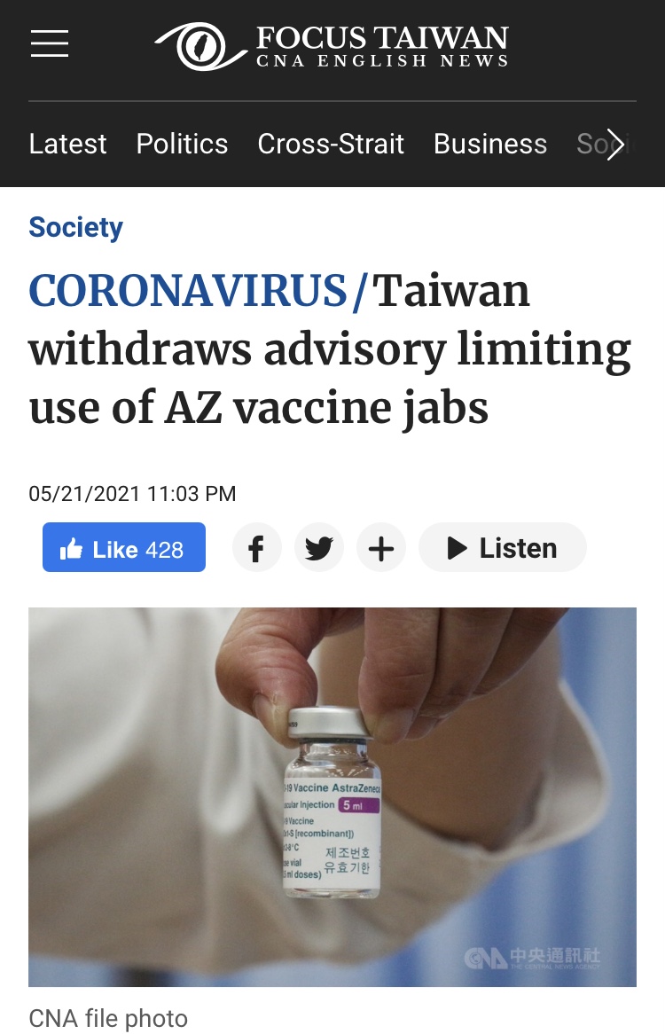 AZ vaccine in Taiwan