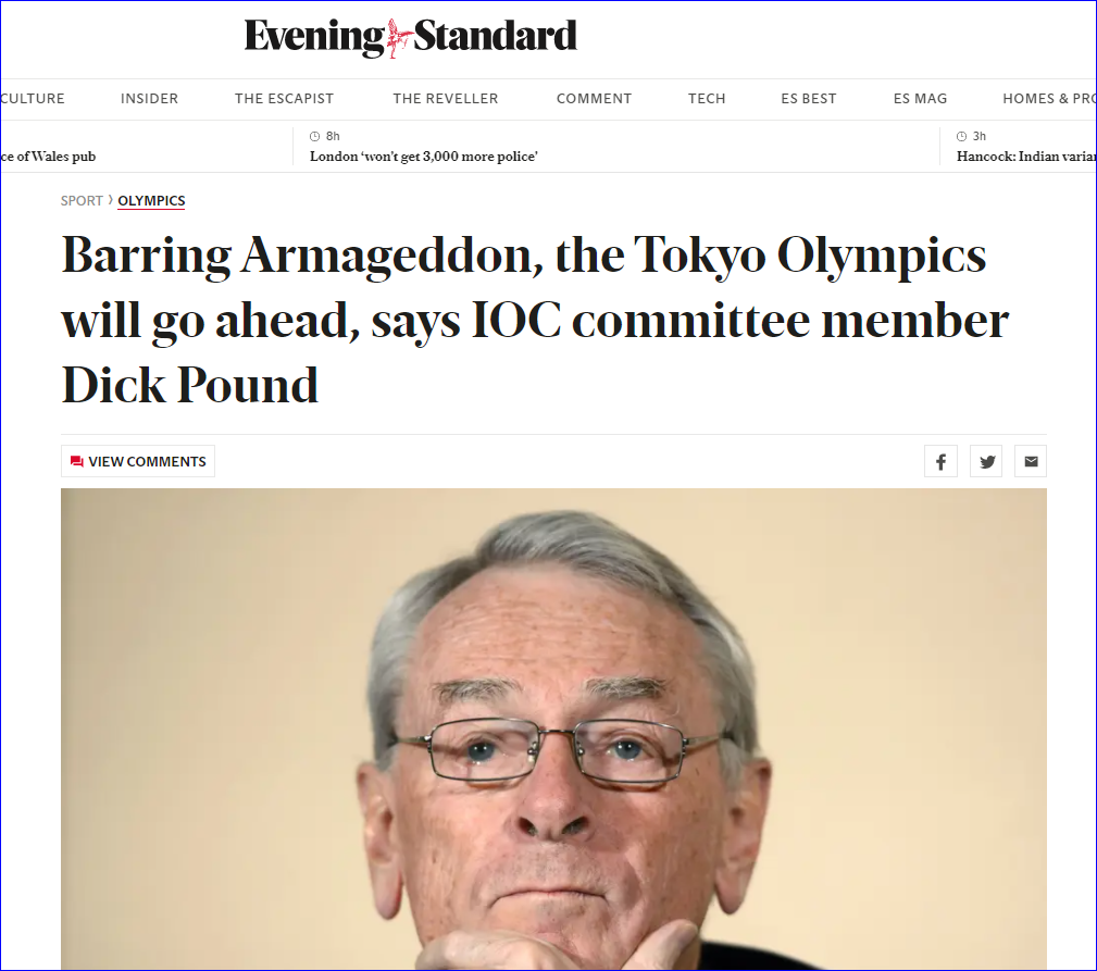 IOC 위원 : 아마겟돈이 오는거 아니면 올림픽 개최함