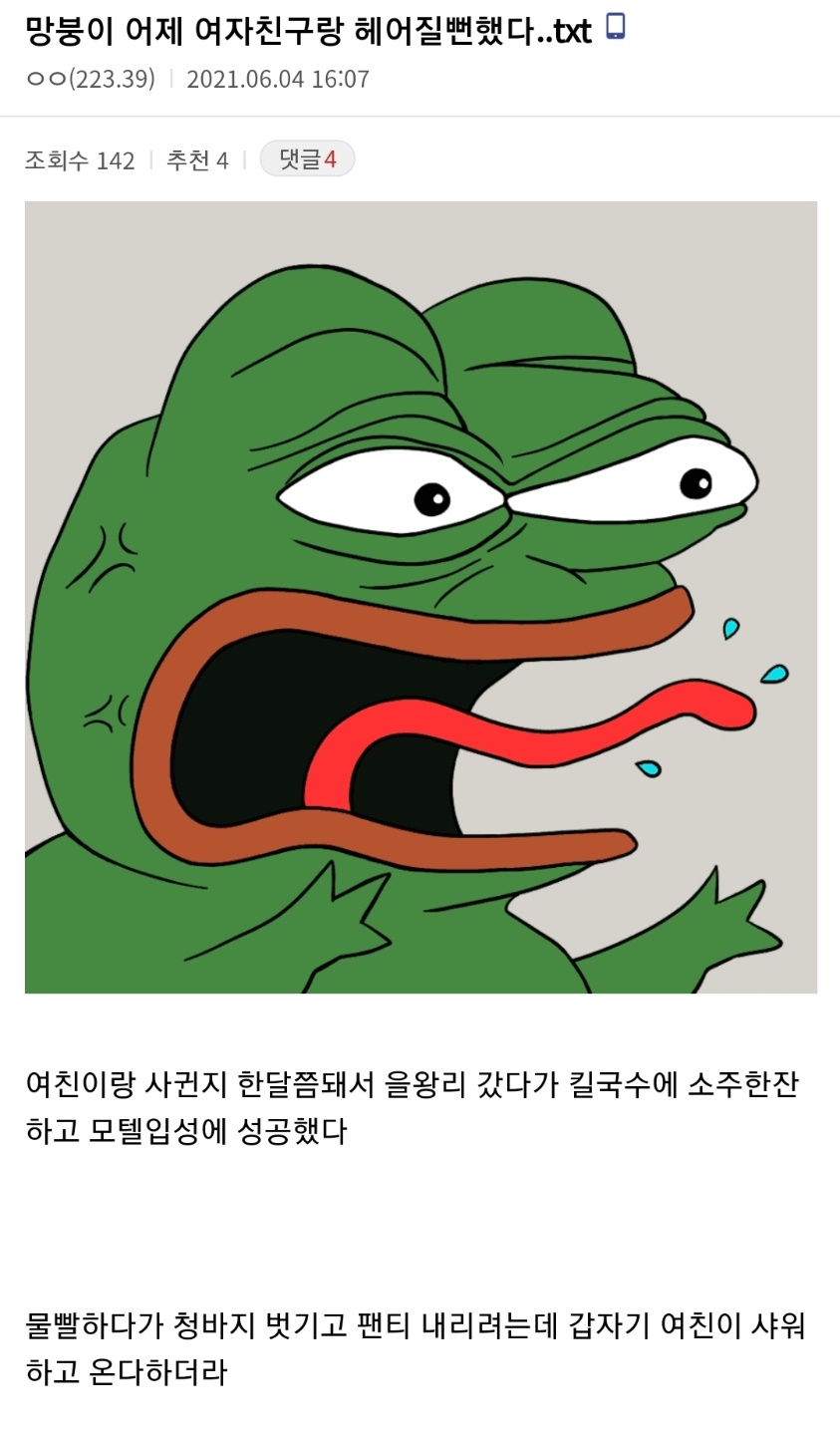 여자친구랑 헤어질뻔한 디씨인.txt