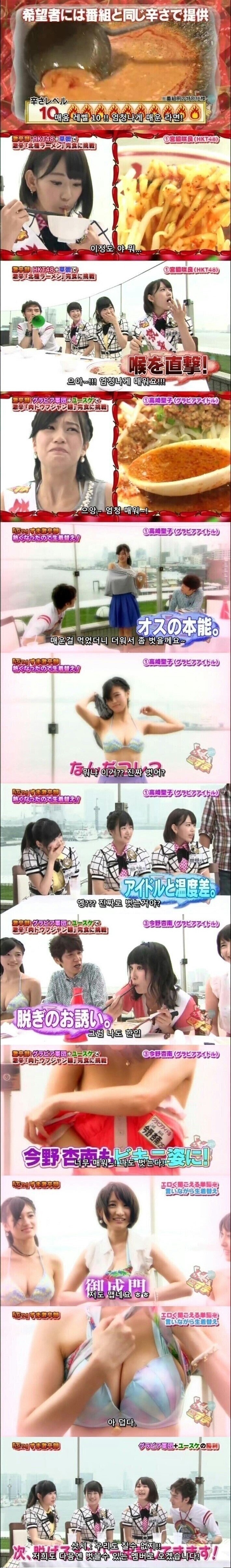 Japanese entertainment show where you take off your clothes whenever it's spicy.