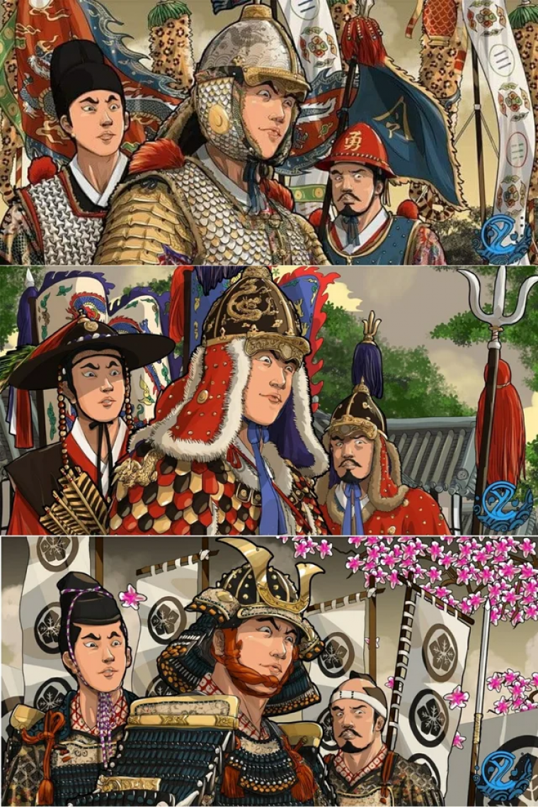 Korea, China, Japan and Japan Armor Difference