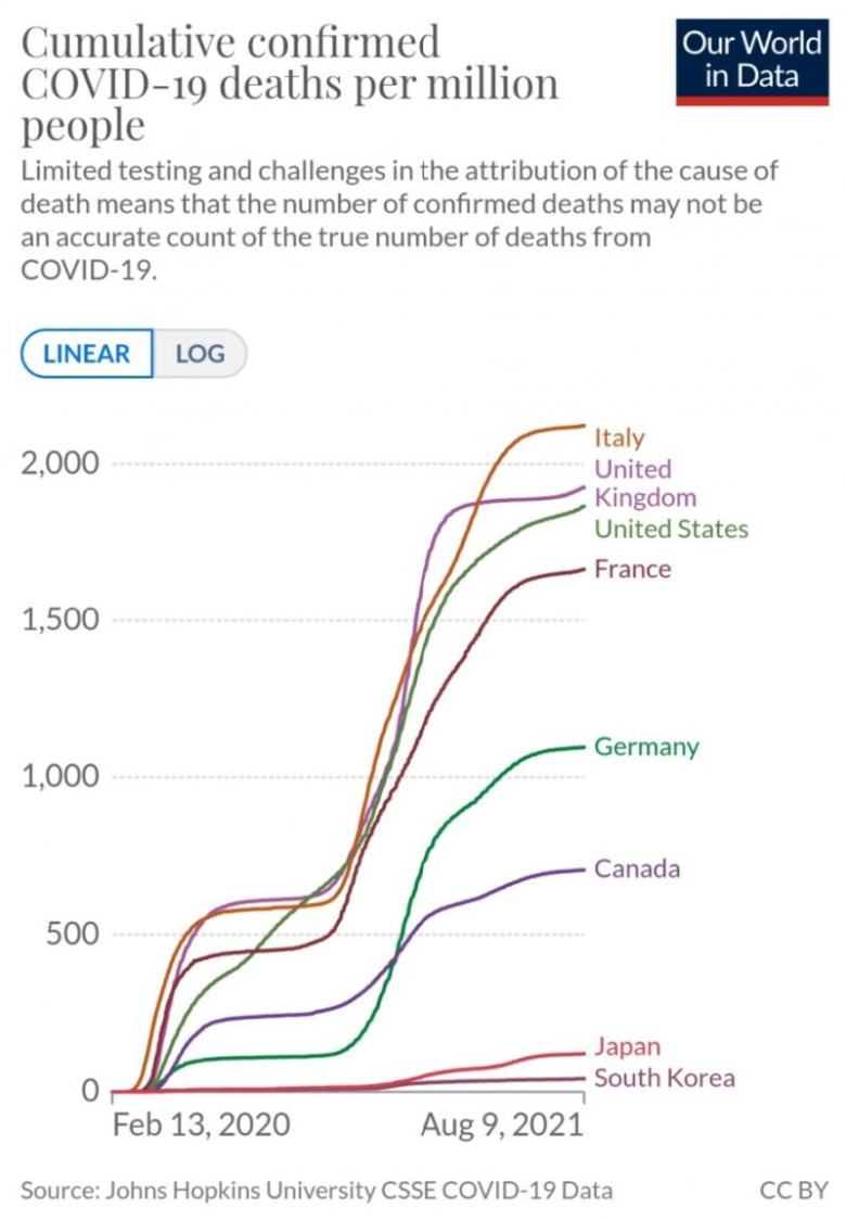 국가별 인구 100만명당 사망자.graph