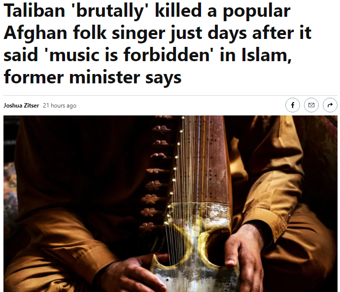 Afghan singer executed "no music in Islam."