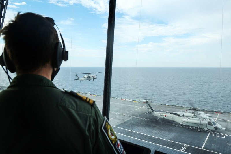 Photographs of a joint exercise between South Korea and the United Kingdom released by the Royal Navy.