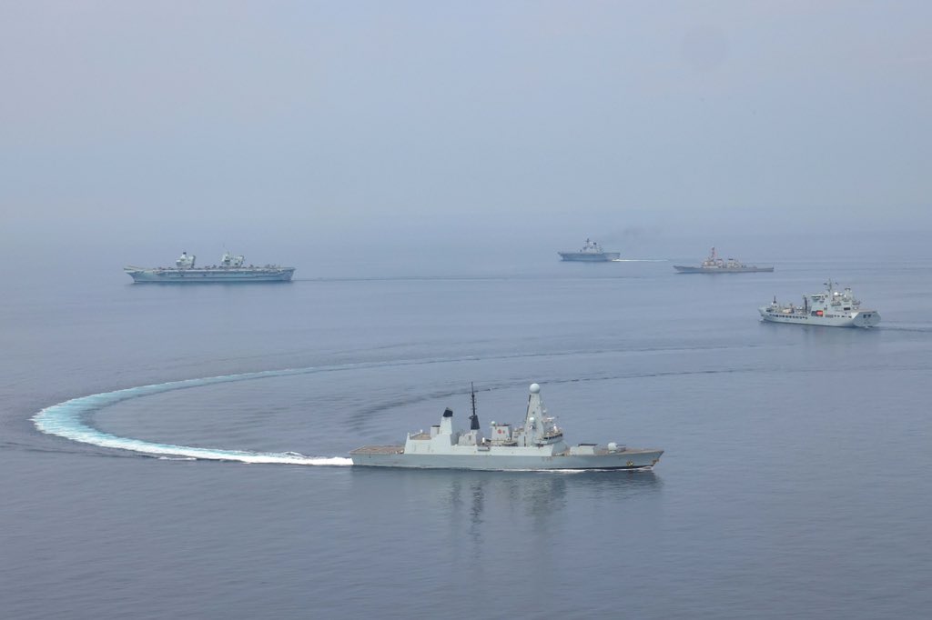 Photographs of a joint exercise between South Korea and the United Kingdom released by the Royal Navy.