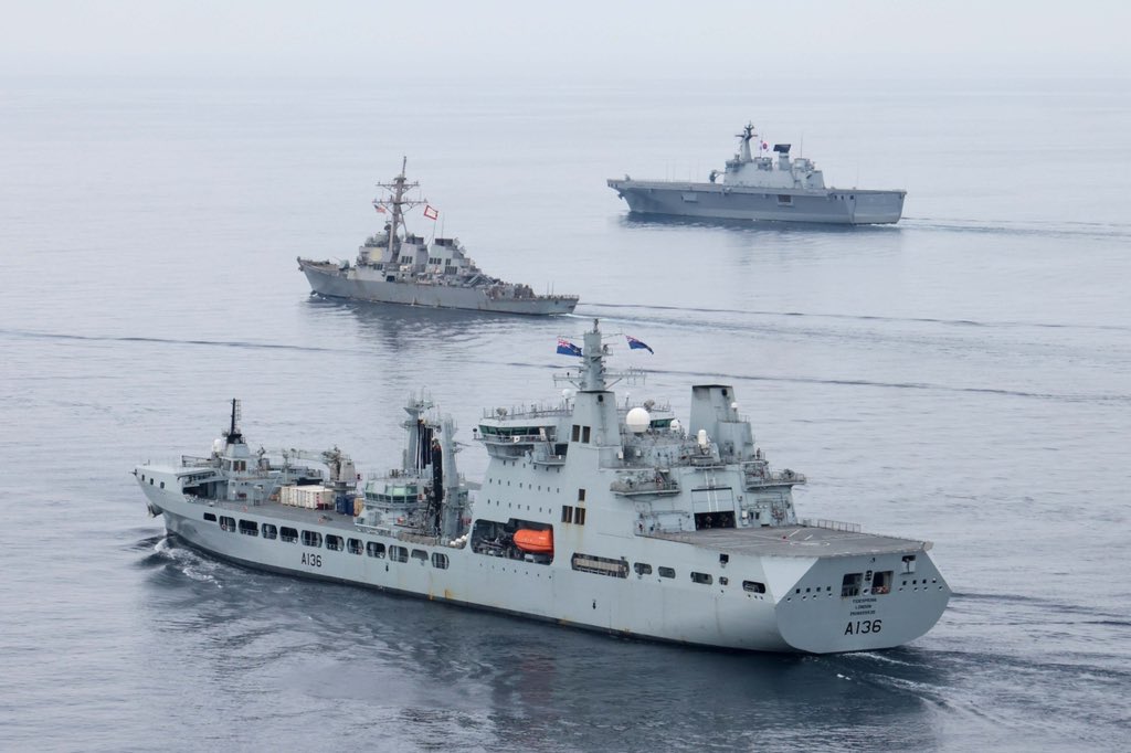 Photographs of a joint exercise between South Korea and the United Kingdom released by the Royal Navy.