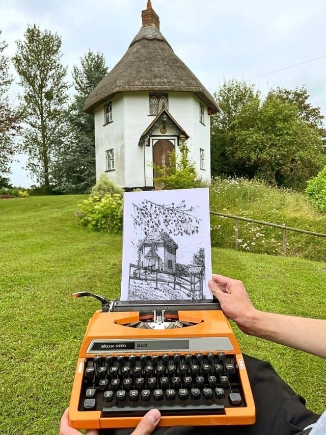 An artist who draws with a typewriter.