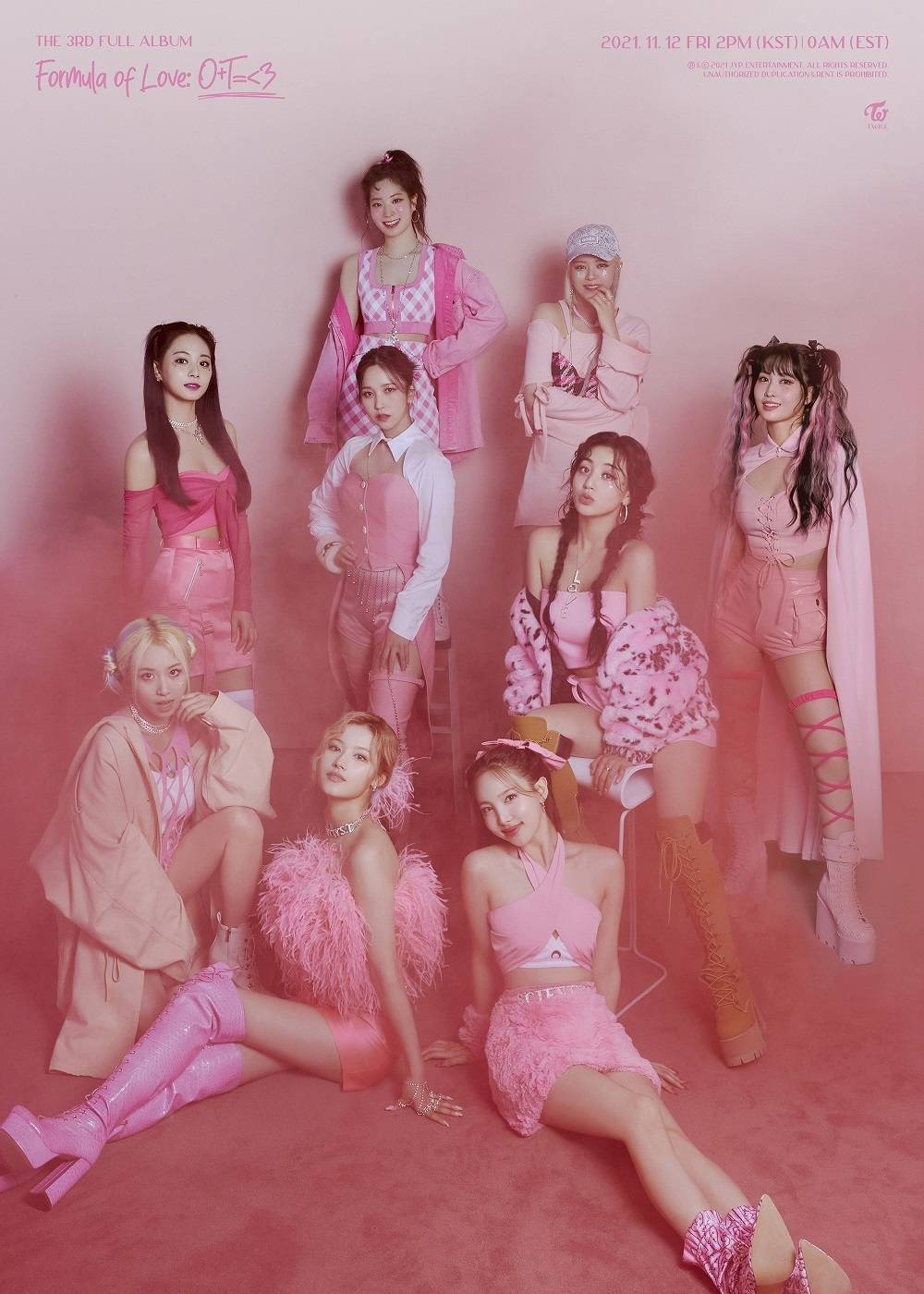The concept photo of TWICE's album, pink gangster version.
