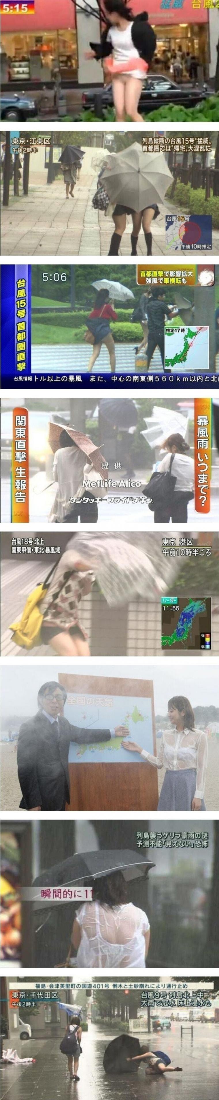 Japanese news. A live broadcast to avoid typhoons.