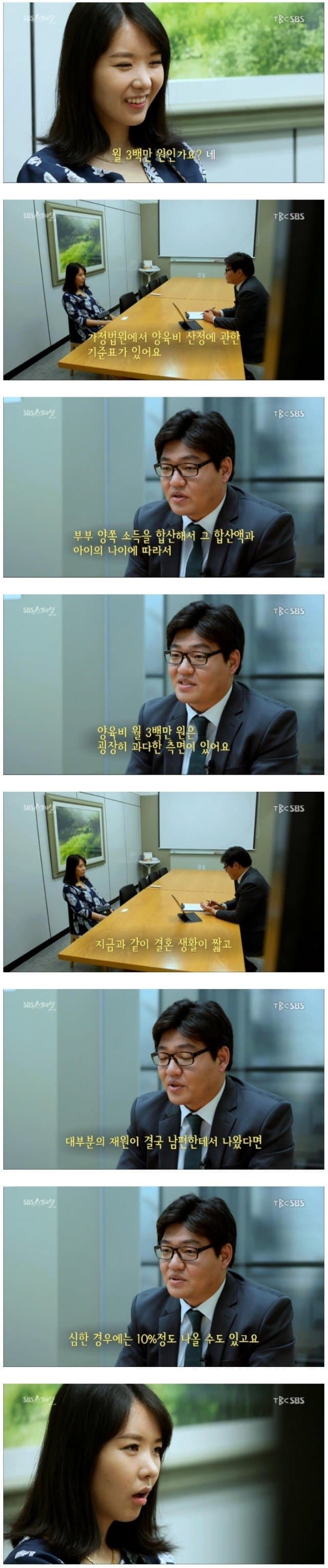 양육비 산정에 경악한 이혼녀jpg