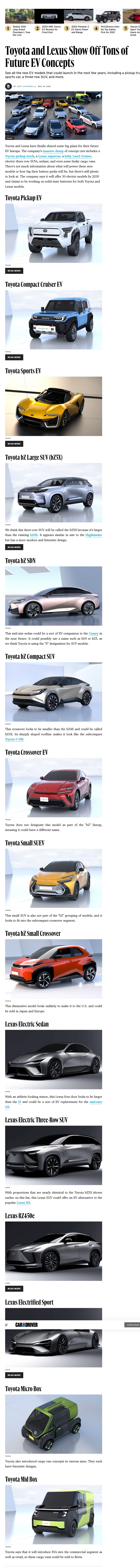 Toyota releases 16 electric vehicles.
