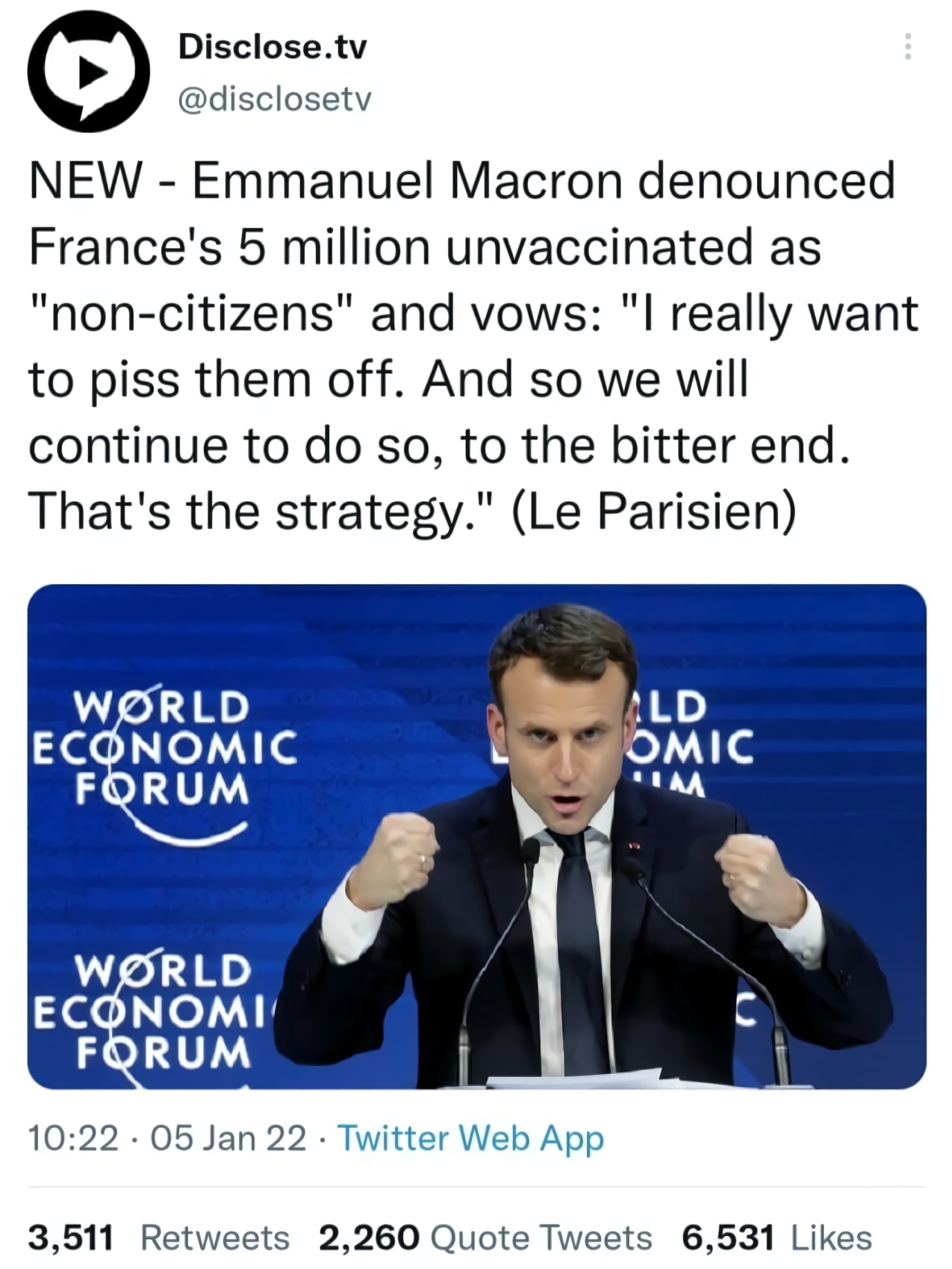 Macron no Vaccine, non-national declaration.