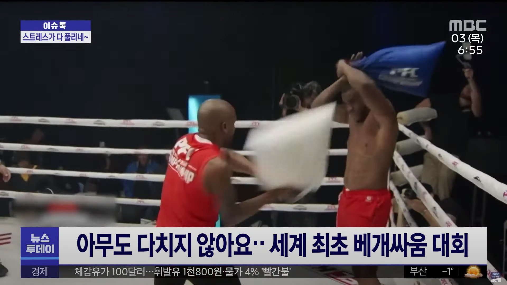 A pillow fight competition with 6 million won in prize money.