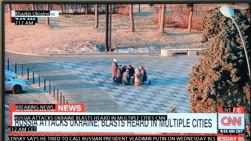 The citizens of Ukraine are praying on the streets.