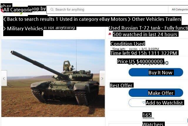 Ebayに登場したロシアのT-72タンクjpg