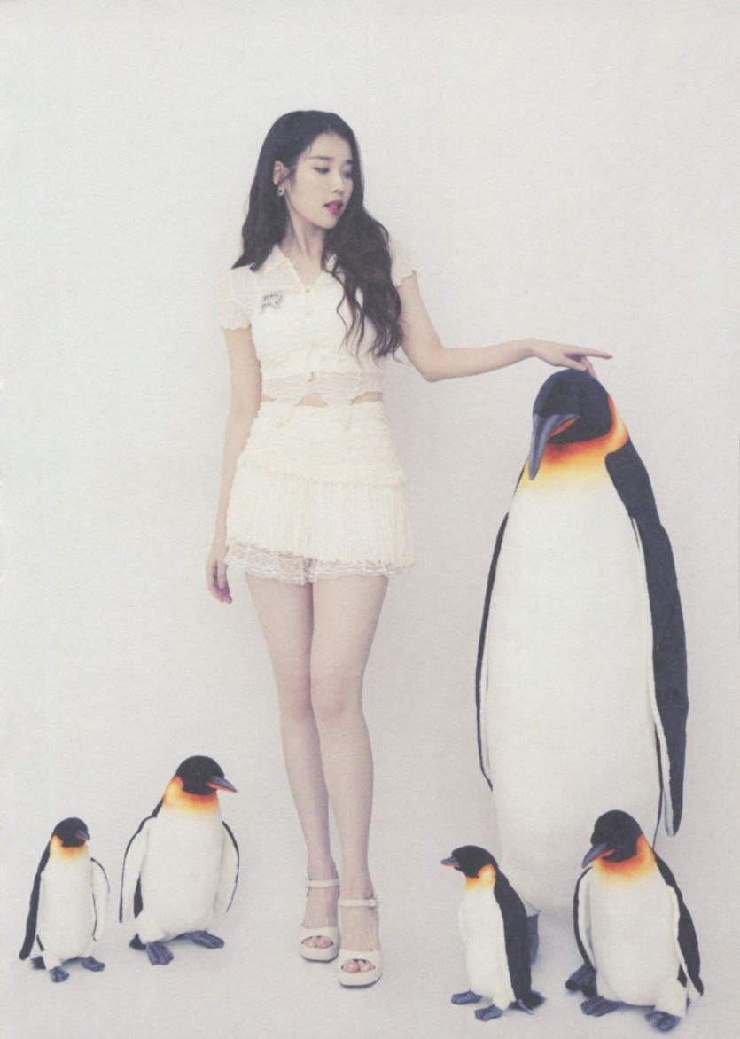 IU in a skirt.