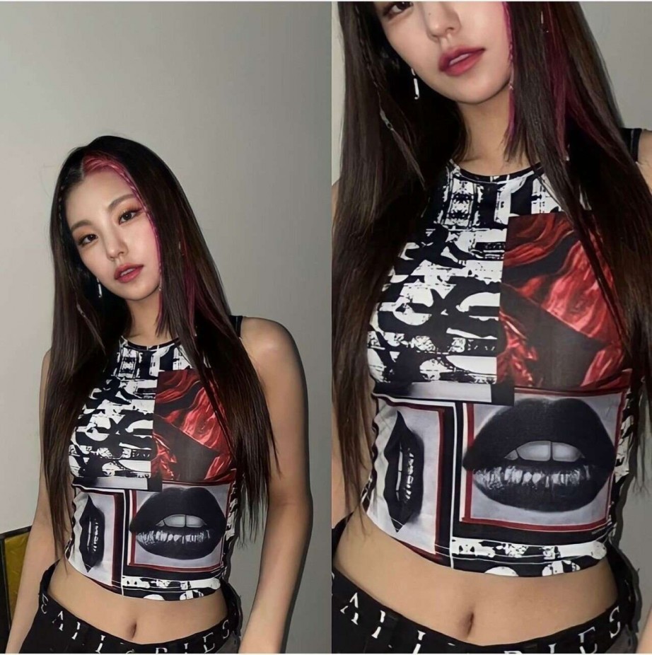 YEJI's belly button t-shirt