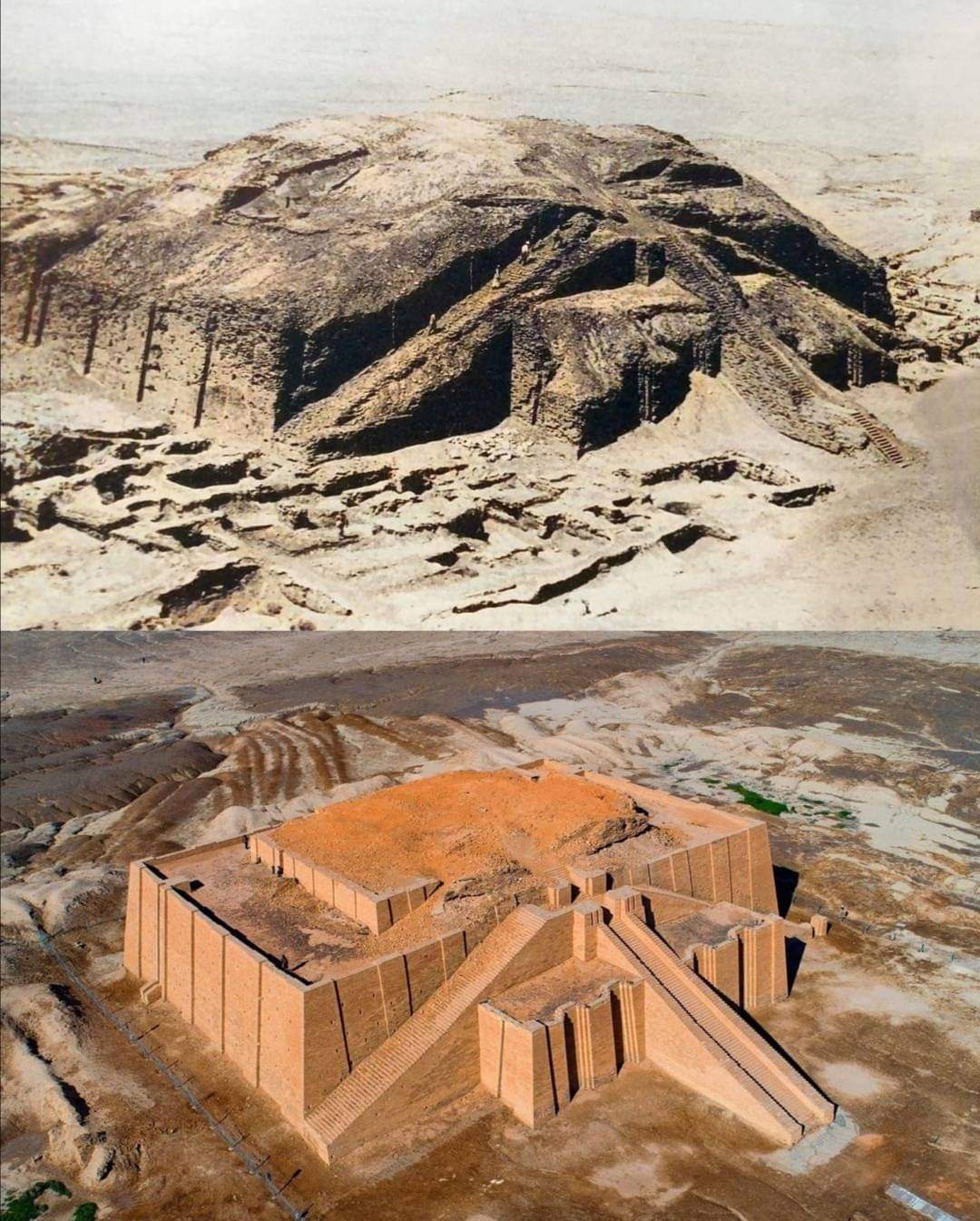 the appearance before and after the excavation of ancient ruins