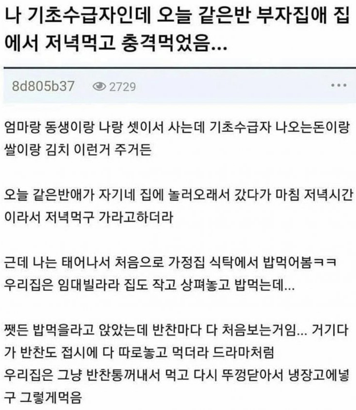 부자 친구집에 놀러간 기초수급자