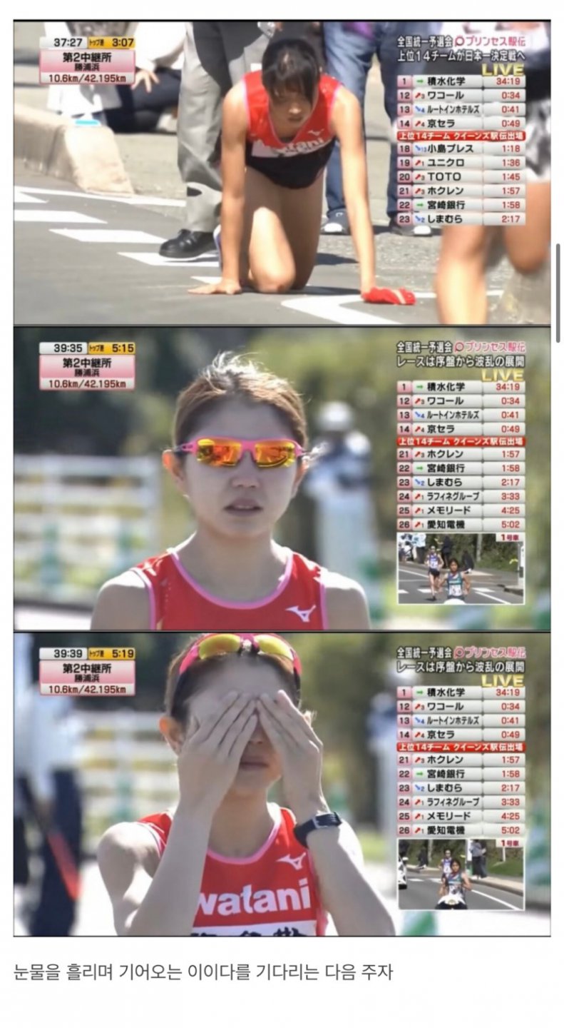 大会途中に足を骨折した女子マラソン選手