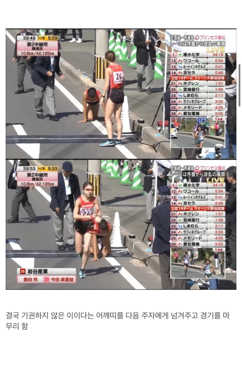 大会途中に足を骨折した女子マラソン選手