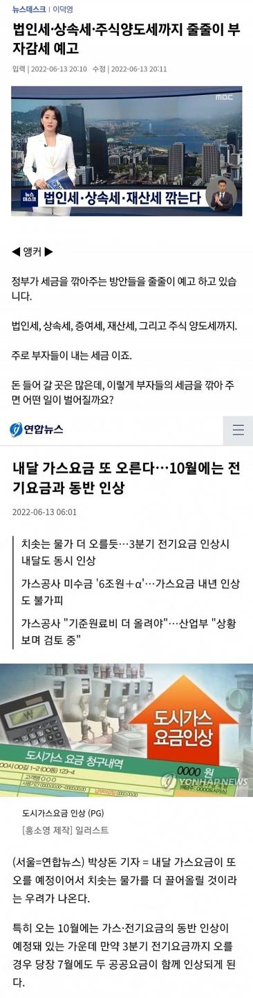 부자감세, 공공요금 인상