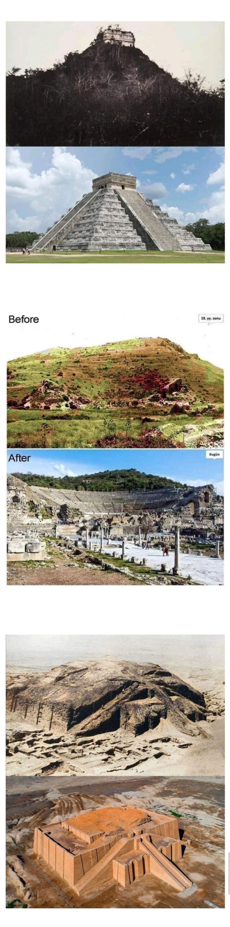 Before and after the excavation of ancient relics