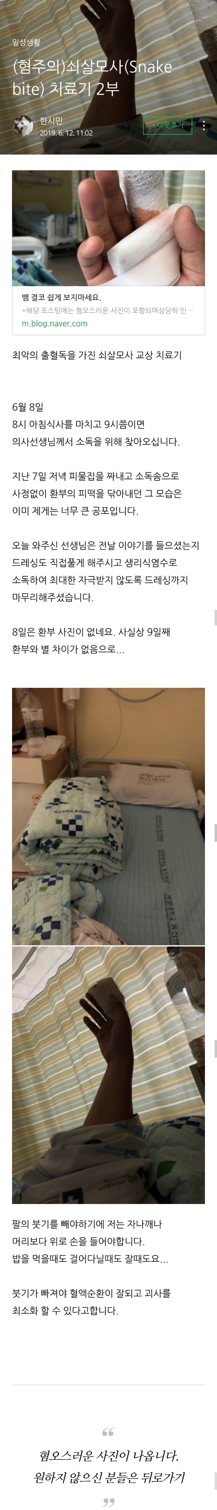 혐) 뱀 절대 쉽게 보지 마세요