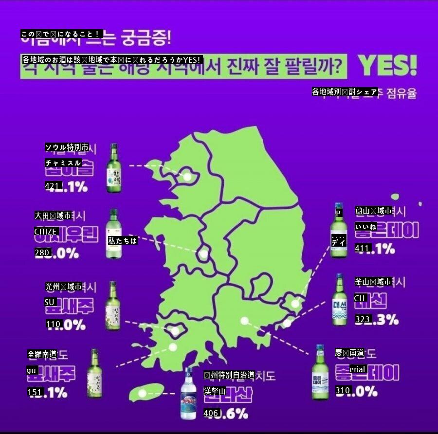 地域別に最も売れた焼酎とマッコリjpg